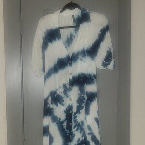 Tie Dye Maxi Dress - Navy & White